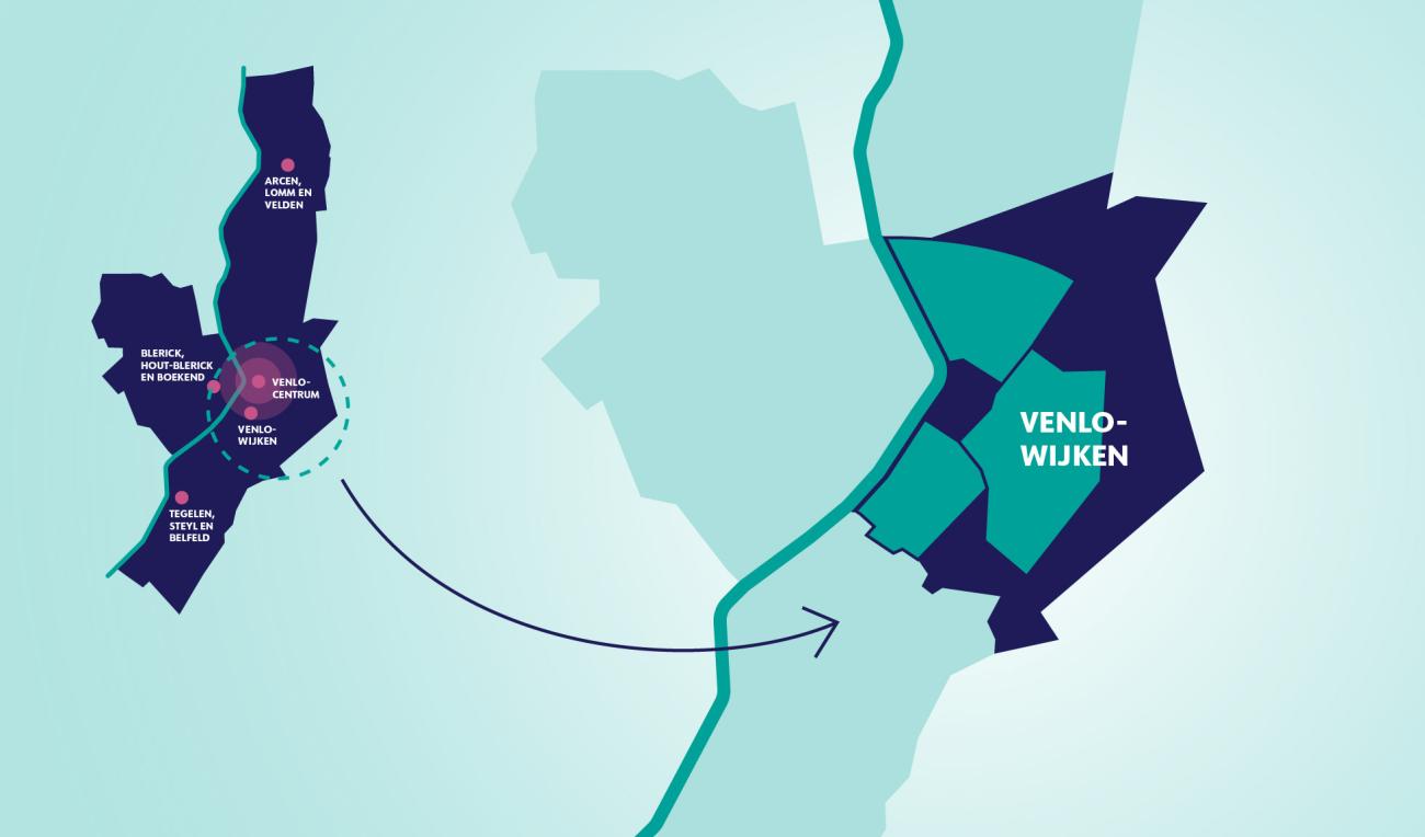 Kaart Venlo wijken - parkeren Venlo-Wijken