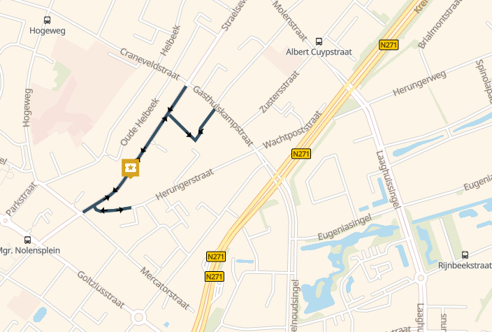 Kaart van de wegafsluitingen tijdens de rommelmarkt rondom de Straelseweg in Venlo op 26 april 2025.