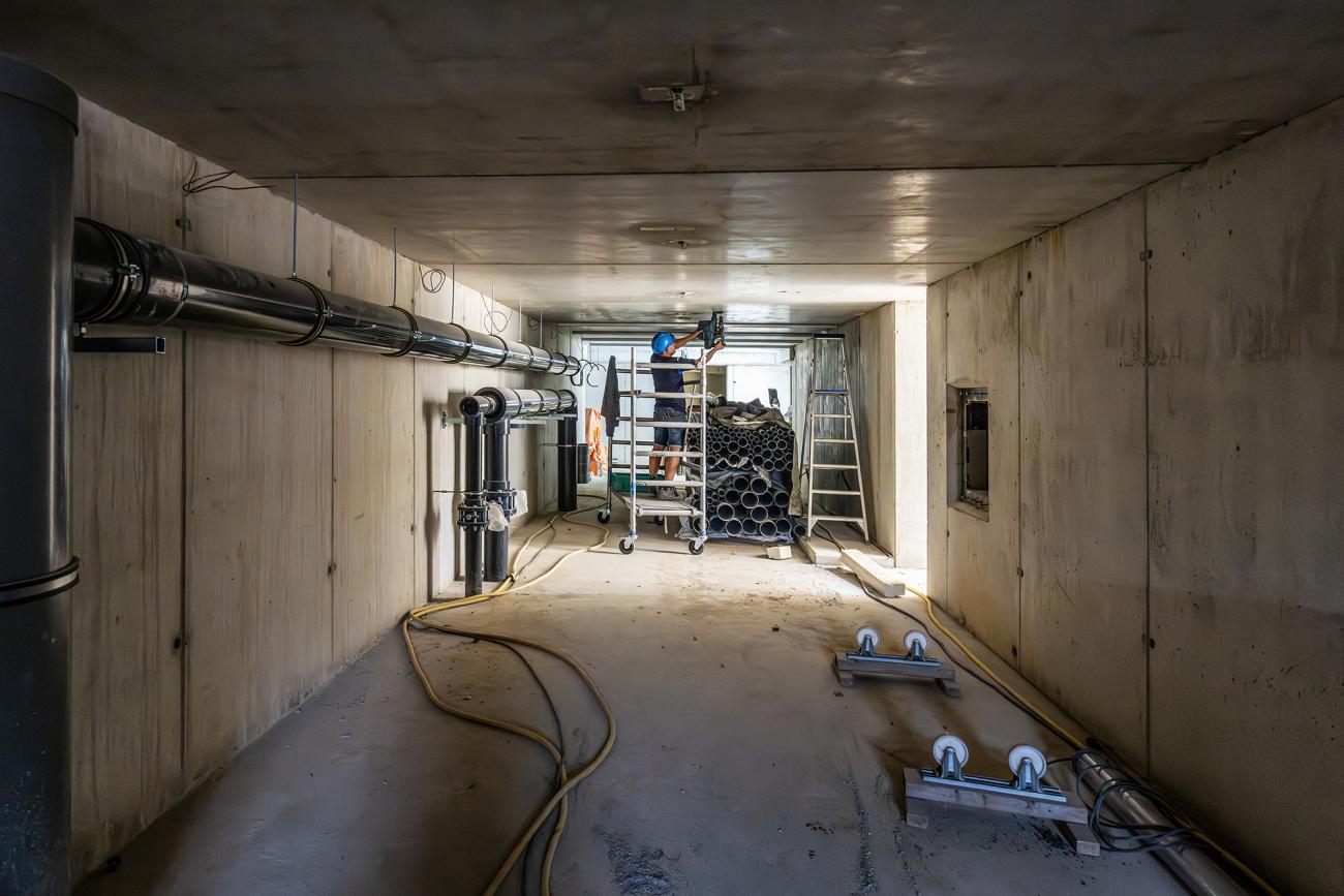 De voortgang van de bouw van het nieuwe binnenzwembad in Blerick in augustus 2025.