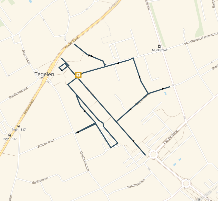 Overzicht van de afgesloten straten in Tegelen