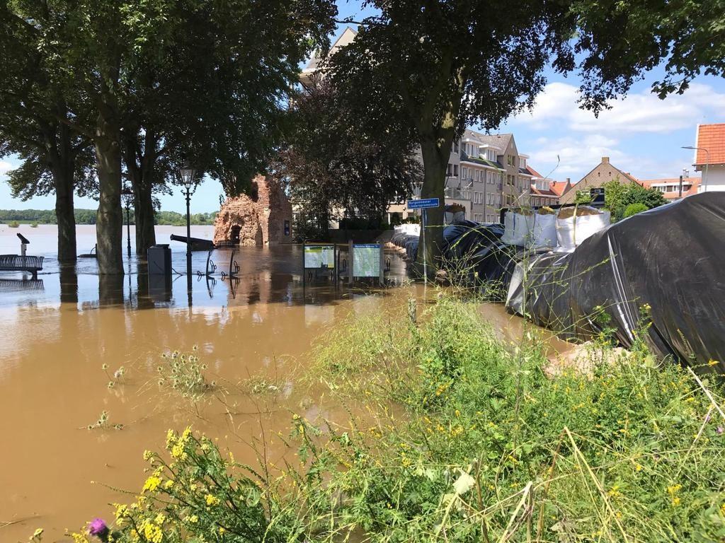 Het hoogwater langs de Maas in Arcen in juli 2021. 