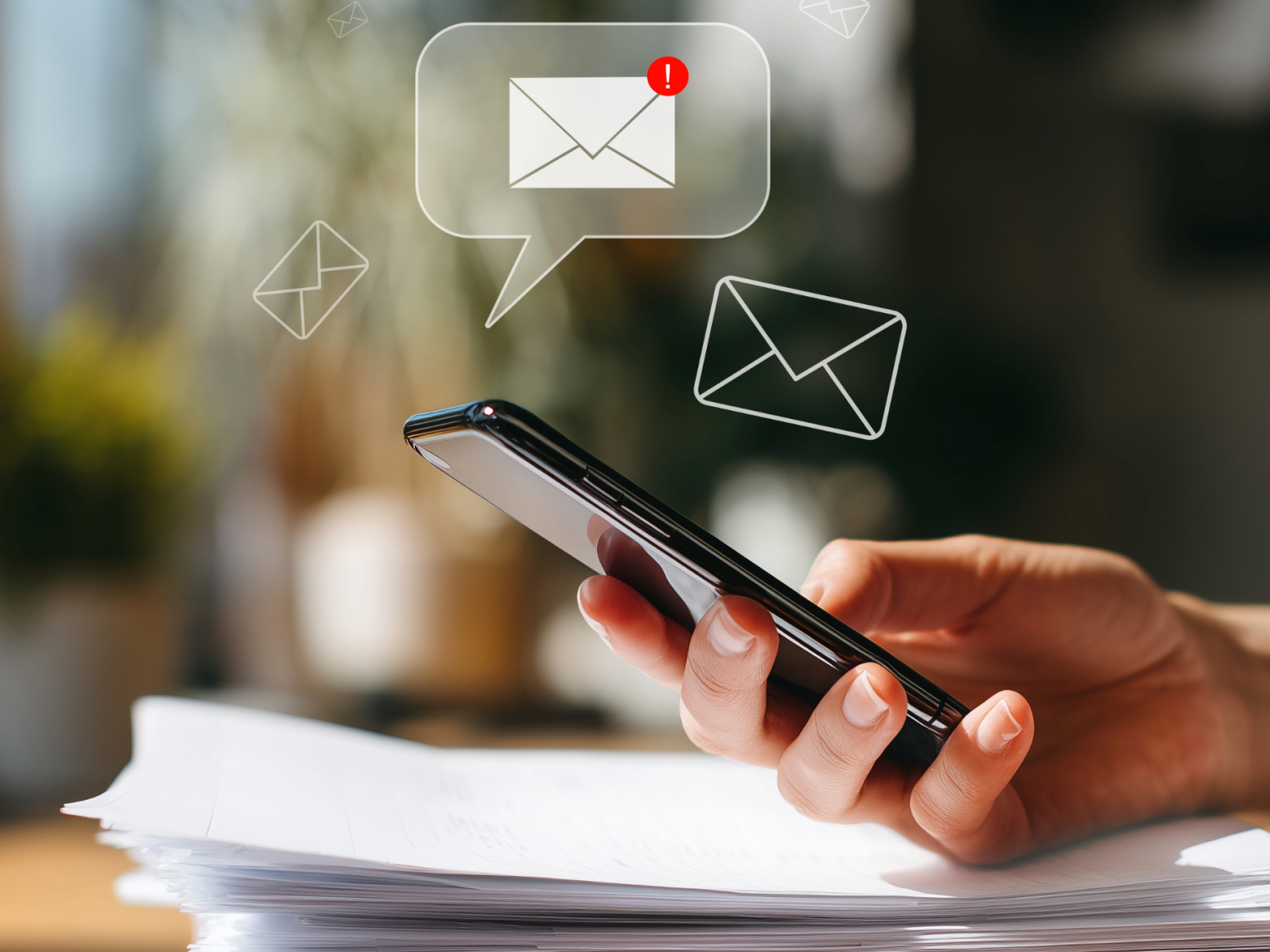 Telefoon die een e-mail melding binnenkrijgt 