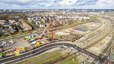 Overzichtsfoto van de werkzaamheden bij de onderdoorgang Vierpaardjes in Venlo.